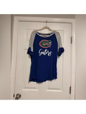 Florida Gators Women's Blue Ruffle Sleeve T-Shirt
